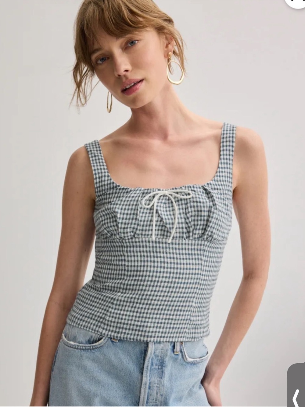 Reformation Gingham Balia linen top